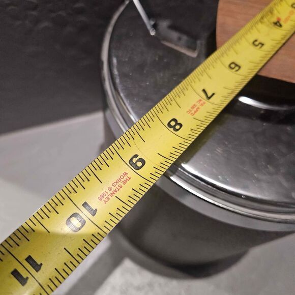 MCM Faux Walnut Wood and  Chrome Ice Bucket Kromex - Picture 4 of 7